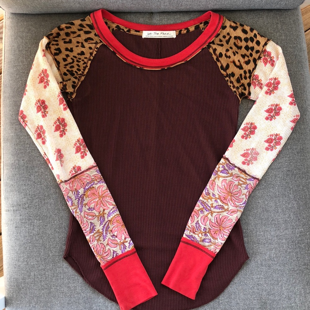 NWOT! - FREE PEOPLE / We The Free Thermal Mixed Print Long Sleeve